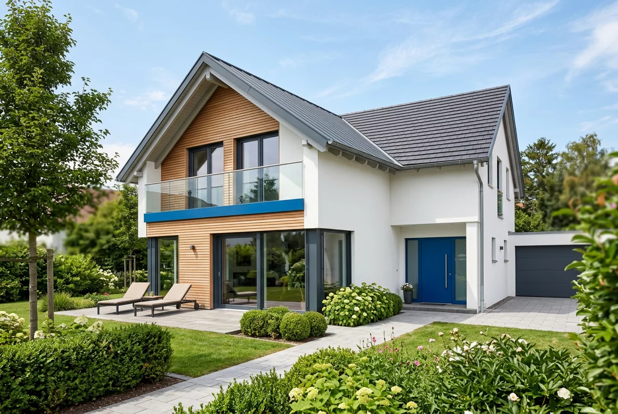 Modern house with renovated facade